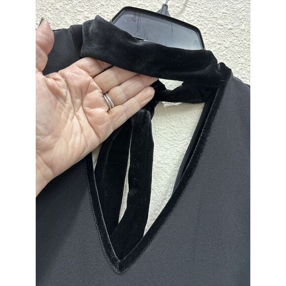 Lane Bryant Jumpsuit 18 Black Wide Leg V Neck Sleeveless Pockets Velvet Tie Zip - Picture 3 of 9